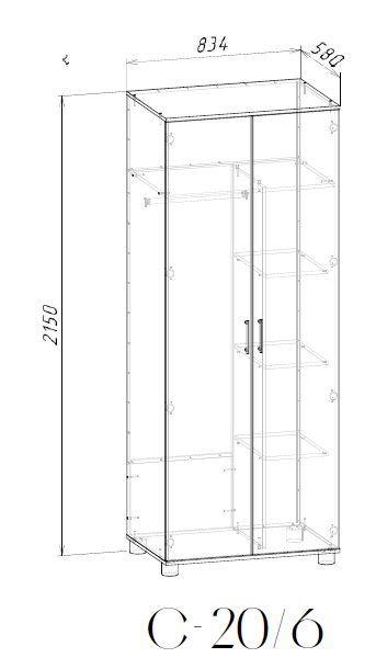 РМФ Шкаф С-20/6 шимо светлый