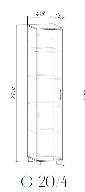 РМФ Шкаф-пенал С-20/4 дуб экспрессив