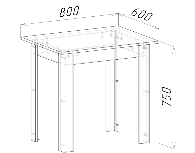 РМФ Стол обеденный 800*600 шимо светлый